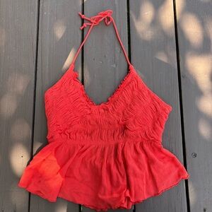 Free People Red/ Orange Halter Top | Size S